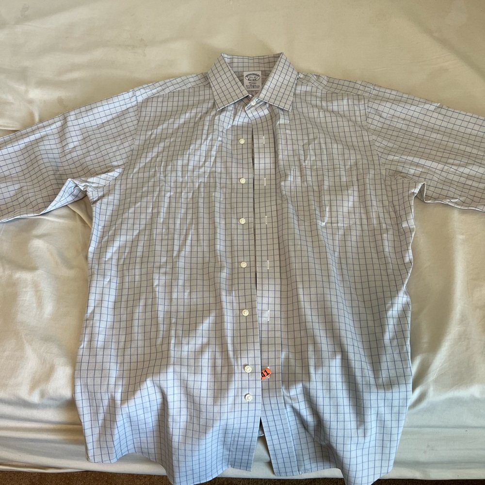 Brooks Brothers Classic Blue and White Checkered Casual Shirt